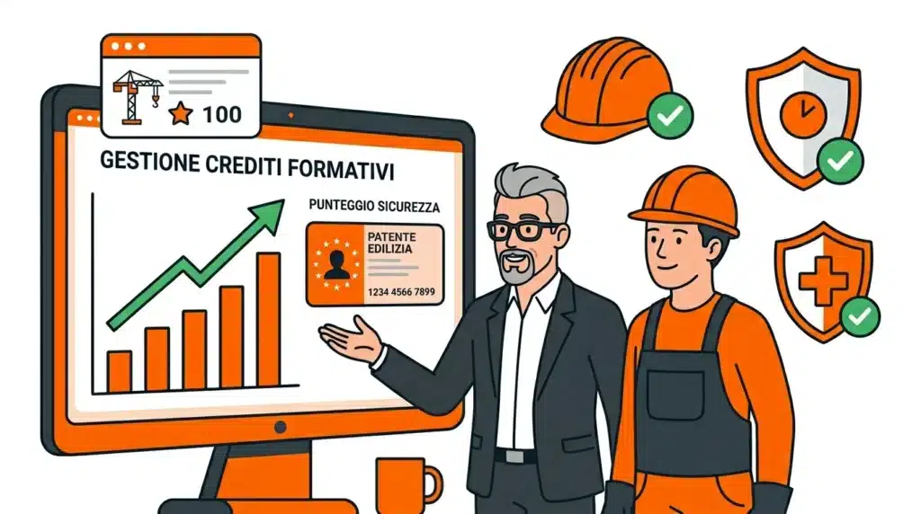 Rappresentazione grafica di un corso preposti secondo gli obblighi del d.lgs. 81/2008 per la patente a punti in edilizia e la tutela della salute e sicurezza dei lavoratori.